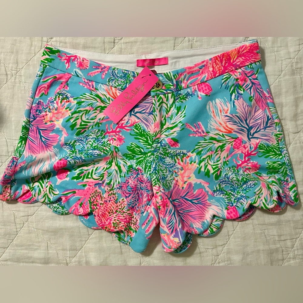 NWT Lilly Pulitzer Celestial Blue Cay to my Heart Buttercup Knit Shorts Size 8